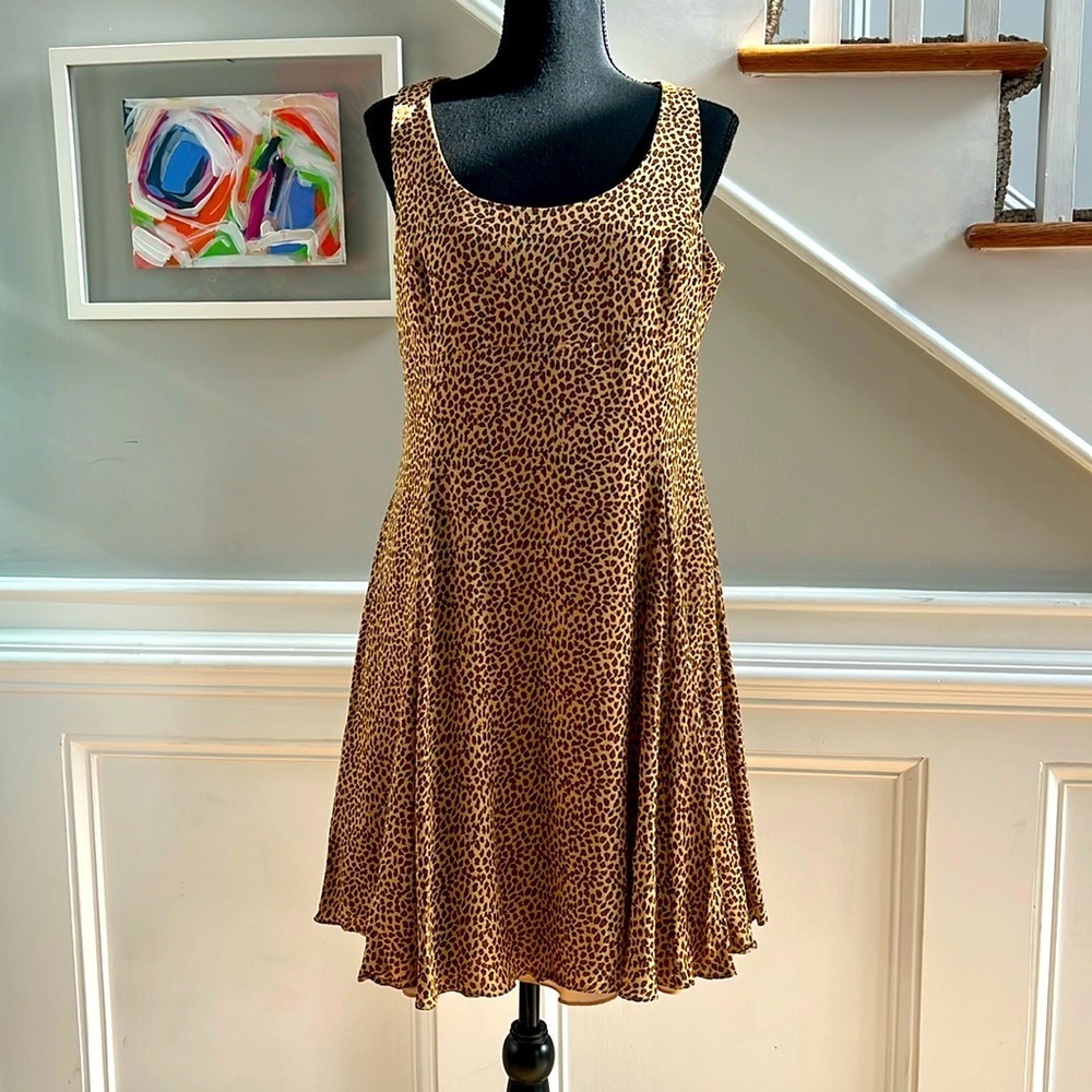 KAY UNGER - LEOPARD PRINT SKATER DRESS - SIZE 12
